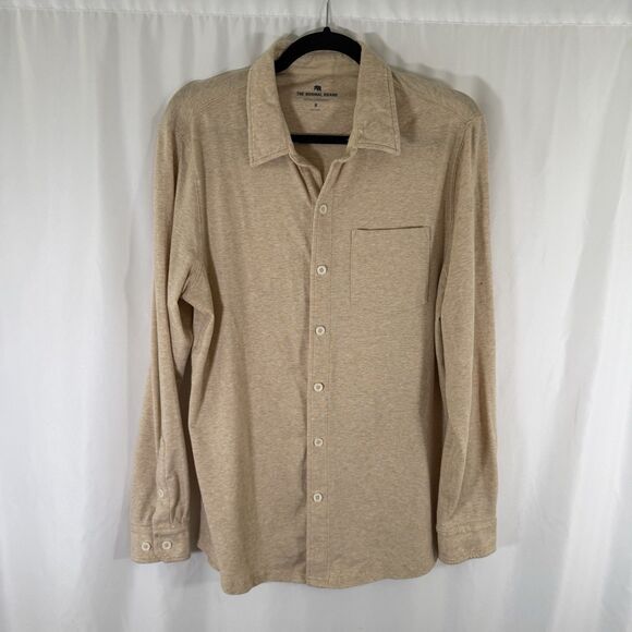 The Normal Brand Active Puremeso Shirt Men's Medium Button Up Beige Long Sleeve - Picture 1 of 11